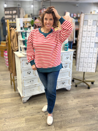 Red Handed Striped Top