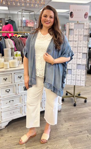 VERVET Optic White High Rise Crop Wide Leg