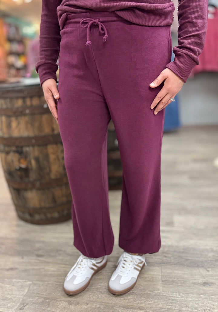 Dark Cherry Lounge Pants-Bottoms-HYFVE-Evergreen Boutique, Women’s Fashion Boutique in Santa Claus, Indiana