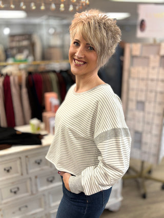 Striped Cutout Back Layering Sweatshirt