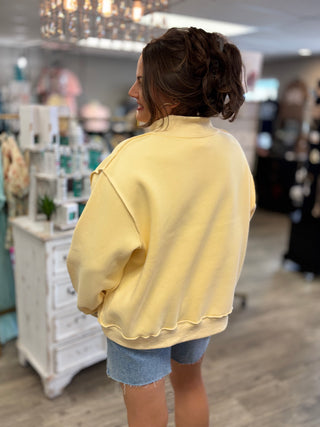 MOTHER Embroidered Mock Neck Sweatshirt