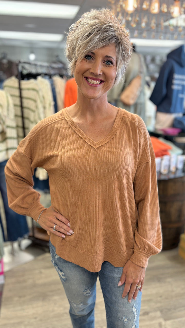 Easy On Me Elbow Patch Knit Top-Long Sleeves-Very J-Evergreen Boutique, Women’s Fashion Boutique in Santa Claus, Indiana