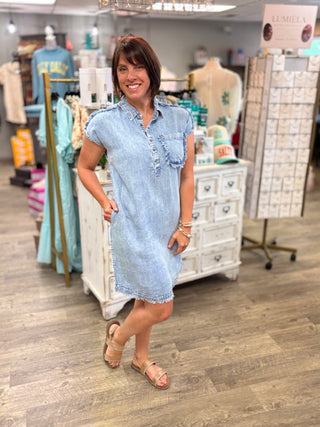 Casual Crush Tencel Denim Shirt Dress with Pockets