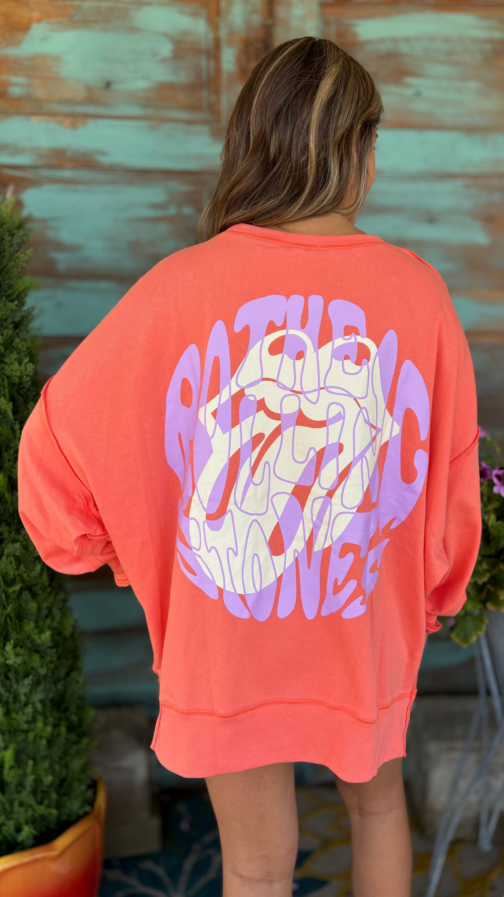 Rolling Stones Graphic Oversized Sweatshirt-Sweaters-Fantastic Fawn-Evergreen Boutique, Women’s Fashion Boutique in Santa Claus, Indiana