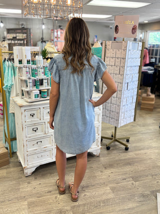 Whipstitch Denim Dress