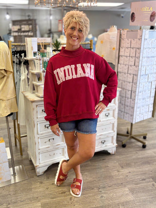 Indiana Mock Neck Sweatshirt-Crimson