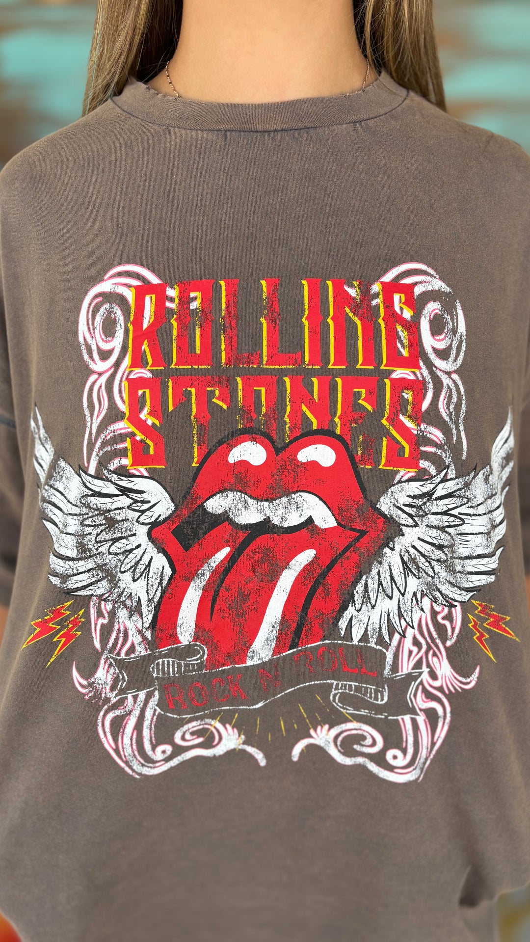 Rolling Stones Washed Graphic Tee-Graphic Tees-Fantastic Fawn-Evergreen Boutique, Women’s Fashion Boutique in Santa Claus, Indiana