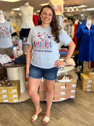 America 250 Years of Freedom Floral Graphic Tee