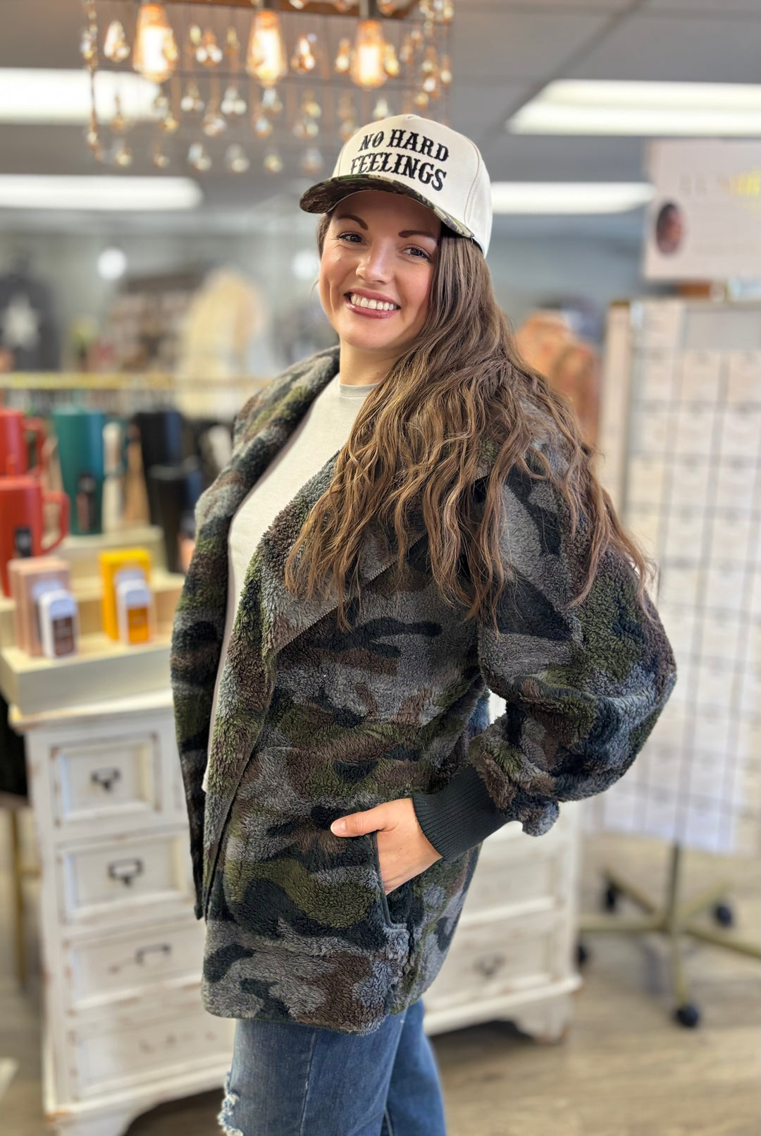 Camo Nights Sherpa Jacket-Tops-Hem & Thread-Evergreen Boutique, Women’s Fashion Boutique in Santa Claus, Indiana