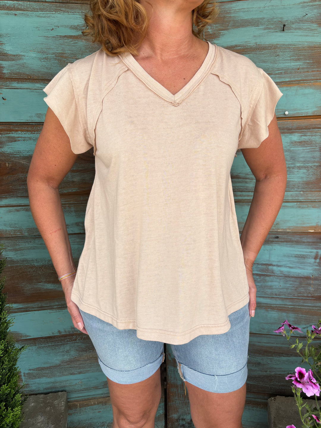 Better Than Basic V Neck Tee-Short Sleeves-POL-Evergreen Boutique, Women’s Fashion Boutique in Santa Claus, Indiana