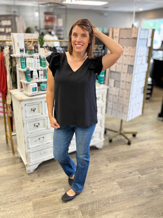 Ruffle Worthy Black Top