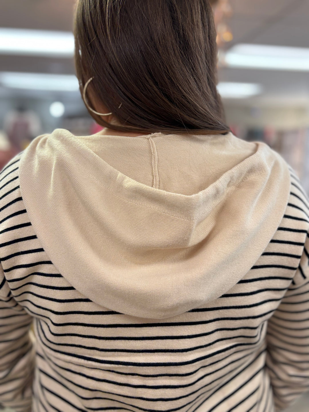 The Asher Striped Zip Up Hoodie-Tops-Staccato-Evergreen Boutique, Women’s Fashion Boutique in Santa Claus, Indiana