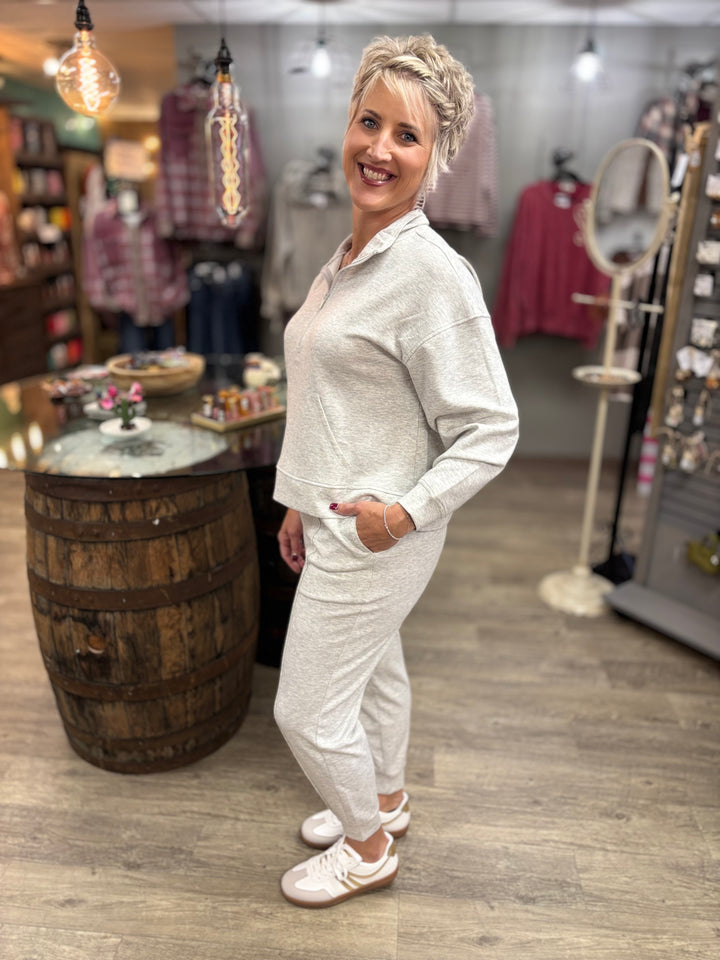 Zenana On Repeat Half Zip Scuba Pullover-Tops-Zenana-Evergreen Boutique, Women’s Fashion Boutique in Santa Claus, Indiana