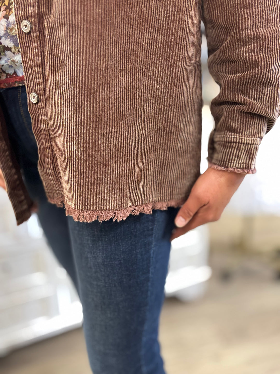 The Oakley Corduroy Mineral Wash Jacket-Tops-Sewn & Seen-Evergreen Boutique, Women’s Fashion Boutique in Santa Claus, Indiana