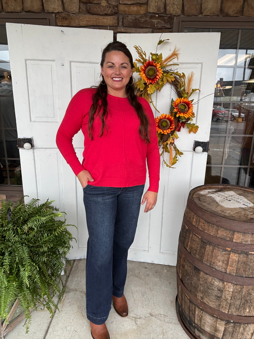 The Kennsington Front Seam Sweater-Tops-Zenana-Evergreen Boutique, Women’s Fashion Boutique in Santa Claus, Indiana