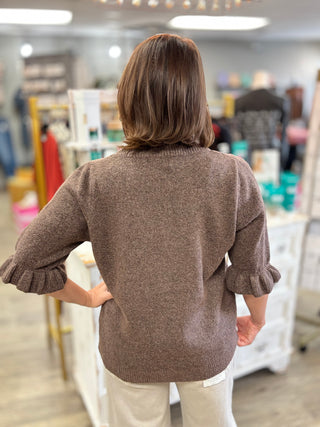 Ruffle Cuff Knit Sweater