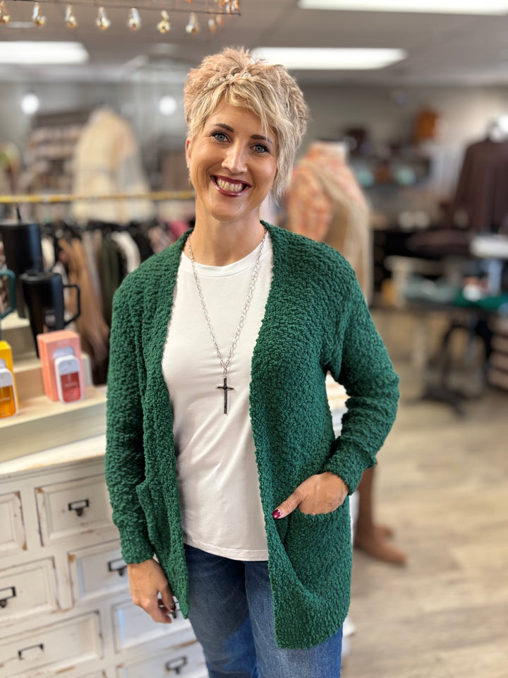 The Cleo Popcorn Sweater Cardigan-Tops-Zenana-Evergreen Boutique, Women’s Fashion Boutique in Santa Claus, Indiana