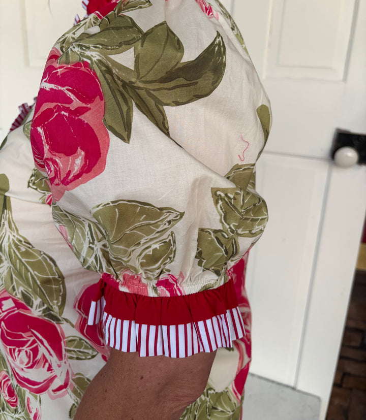 The Camellia Floral Ruffled Edge Blouse-Tops-Bibi-Evergreen Boutique, Women’s Fashion Boutique in Santa Claus, Indiana