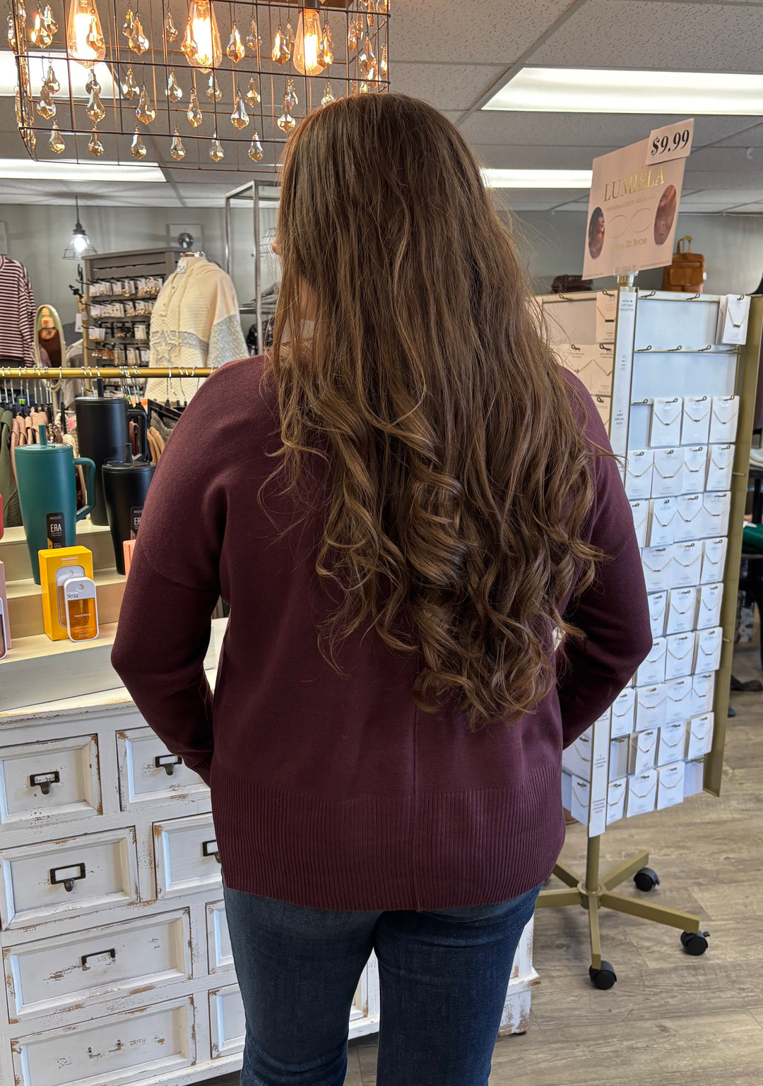 The Sugarplum Drop Shoulder Sweater-Tops-HYFVE-Evergreen Boutique, Women’s Fashion Boutique in Santa Claus, Indiana