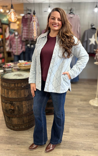 The Quilted Cloud Shacket-Tops-Hem & Thread-Evergreen Boutique, Women’s Fashion Boutique in Santa Claus, Indiana