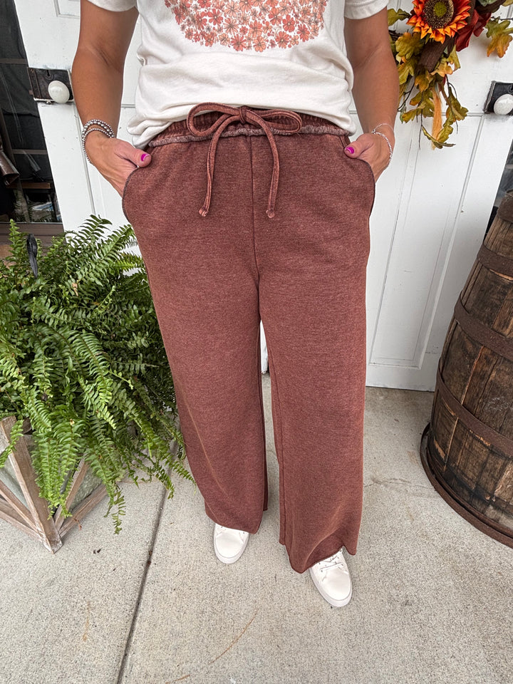 Acid Wash Fleece Lounge Pants-Bottoms-Zenana-Evergreen Boutique, Women’s Fashion Boutique in Santa Claus, Indiana