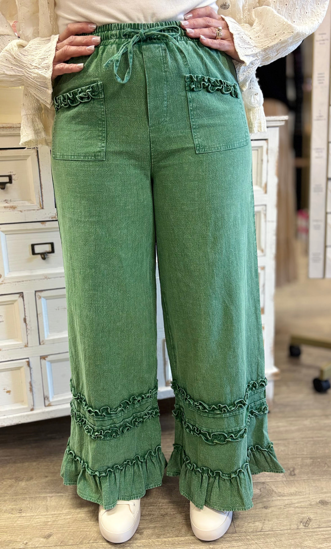 Frill Seeker Tiered Ruffled Pants-Bottoms-Mittoshop-Evergreen Boutique, Women’s Fashion Boutique in Santa Claus, Indiana