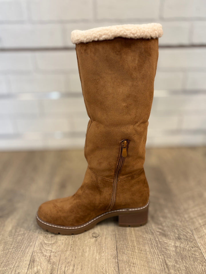 Everlee-2 Faux Suede Boot in New Tan-Shoes-Olem Shoe-Evergreen Boutique, Women’s Fashion Boutique in Santa Claus, Indiana