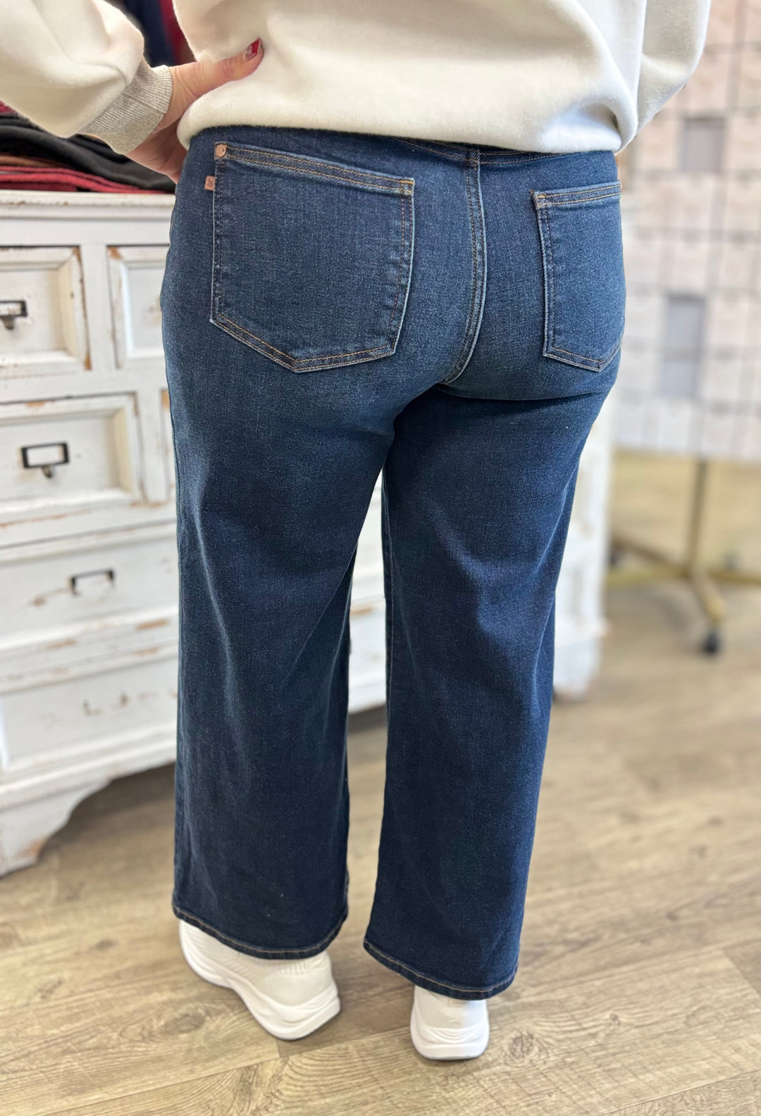 Judy Blue Short and Sweet Ankle Wide Leg Jeans