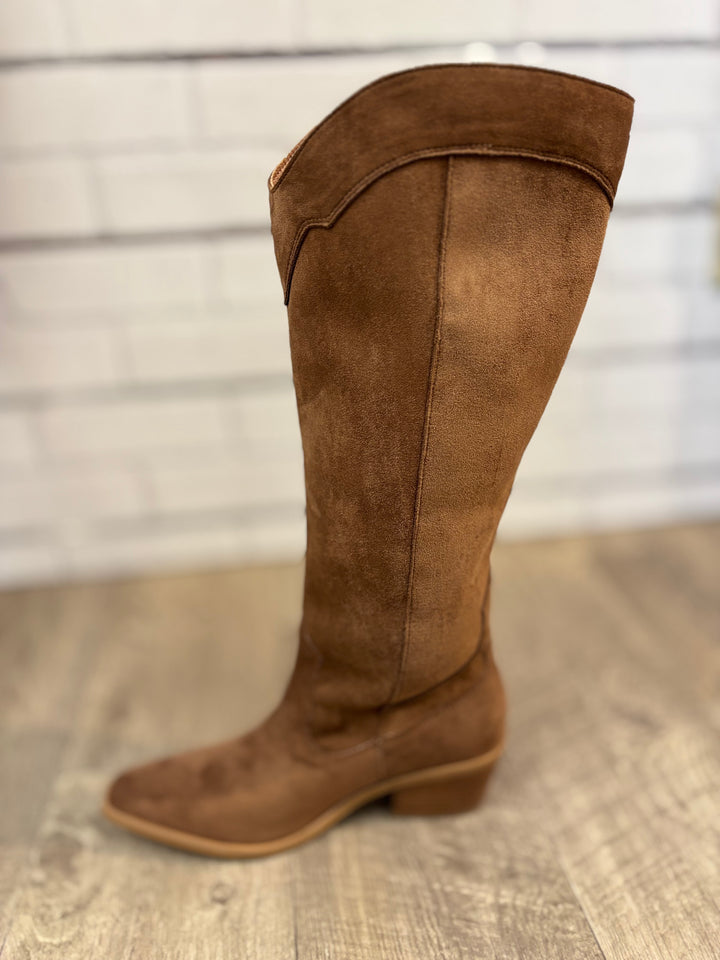 Juliette Pull On Suede Boots-Shoes-Miim-Evergreen Boutique, Women’s Fashion Boutique in Santa Claus, Indiana