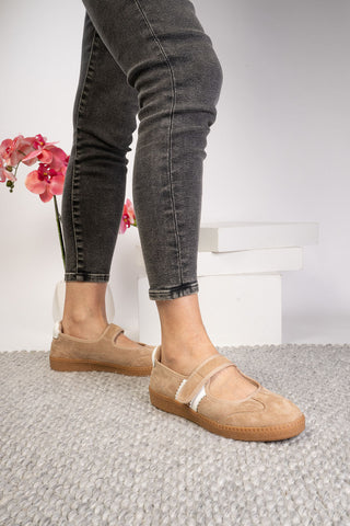 Corky's Camel Faux Suede Calm  Down Sneakers