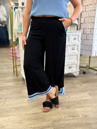Contrast Linen Detail Pants