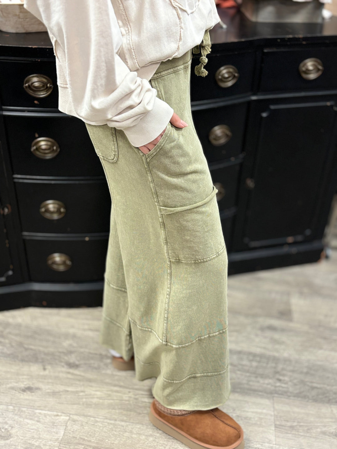 Mineral Wash Patch Terry Pants