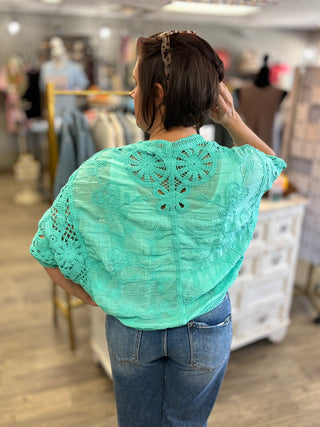 Mint To Be Crochet Cardigan Top