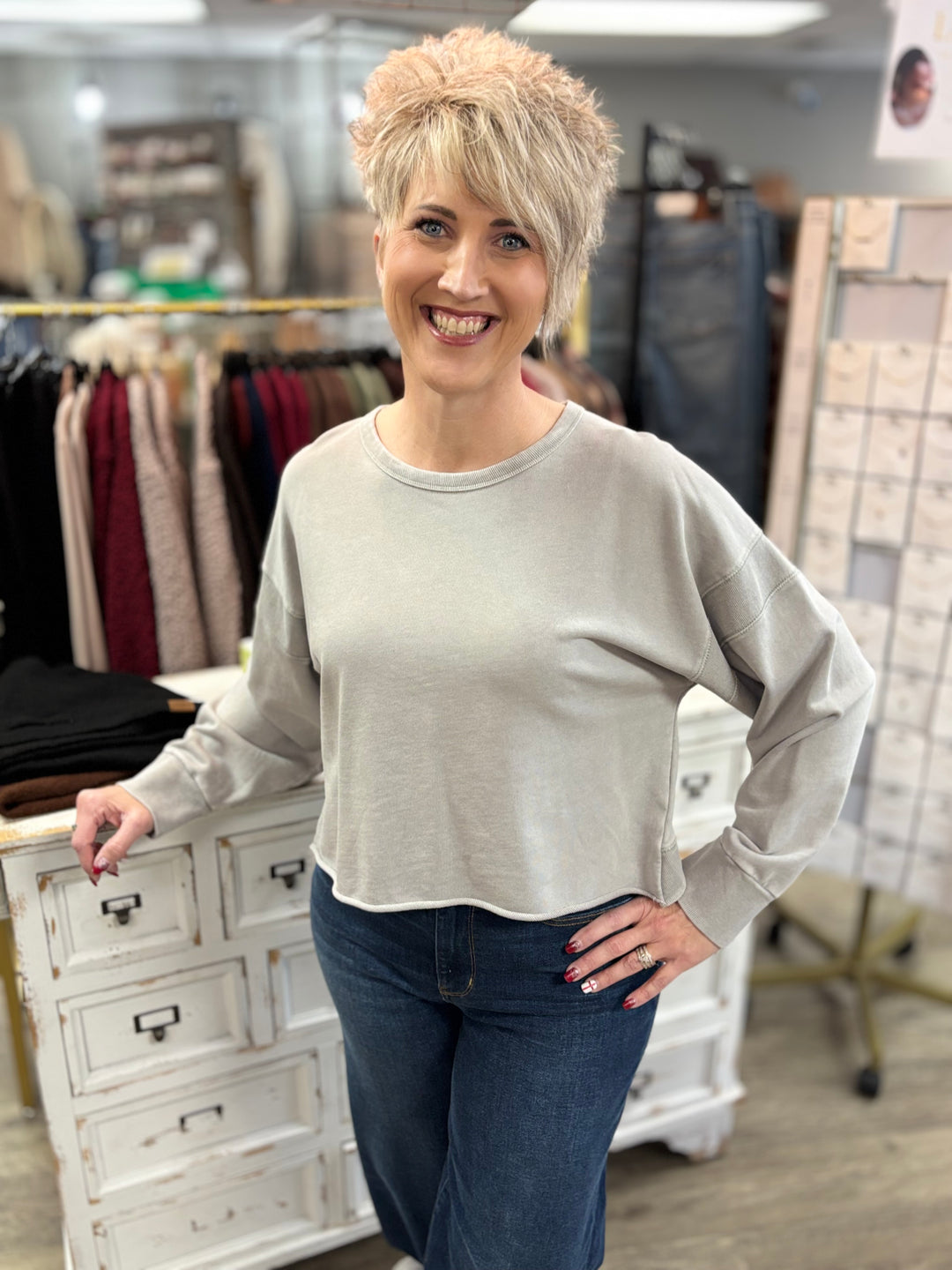 Cherry Cutout Back Layering Sweatshirt