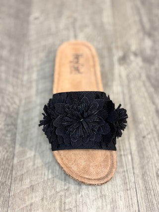 Corkys Wild Child Black Slide Sandal