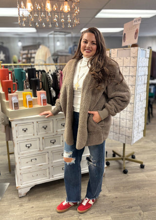 Fur Realness Open Fur Jacket-Tops-Hem & Thread-Evergreen Boutique, Women’s Fashion Boutique in Santa Claus, Indiana