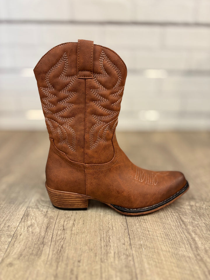 The Kaylee-23 Mid Calf Boot in Whiskey