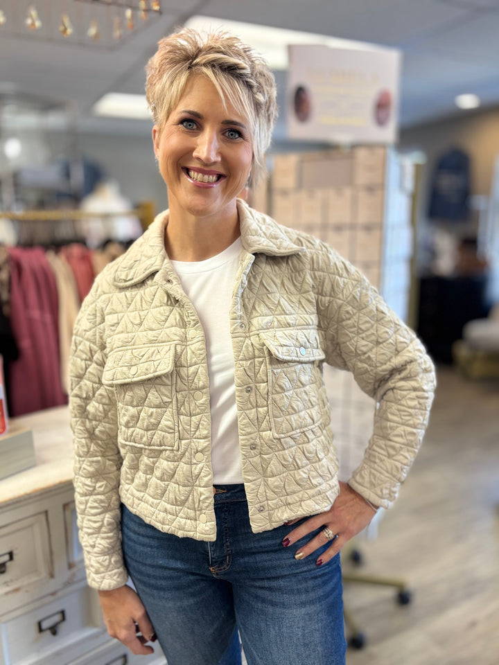 Out and About Quilted Jacket-Tops-LovLov-Evergreen Boutique, Women’s Fashion Boutique in Santa Claus, Indiana