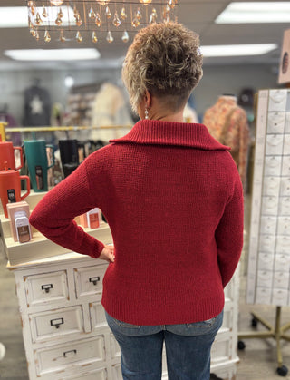 Zip It Up Half Zip Sweater-Tops-Zenana-Evergreen Boutique, Women’s Fashion Boutique in Santa Claus, Indiana