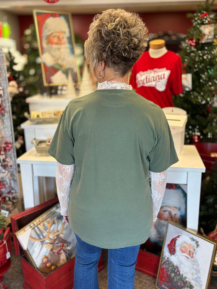 Vintage Santa Graphic Tee-Tops-Festivitees-Evergreen Boutique, Women’s Fashion Boutique in Santa Claus, Indiana