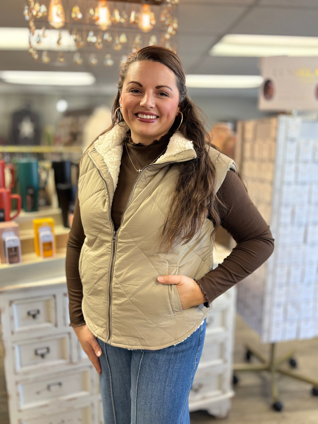 The Snuggle Is Real Quilted Vest-Tops-Blu Pepper-Evergreen Boutique, Women’s Fashion Boutique in Santa Claus, Indiana