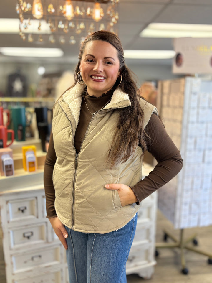 The Snuggle Is Real Quilted Vest-Tops-Blu Pepper-Evergreen Boutique, Women’s Fashion Boutique in Santa Claus, Indiana