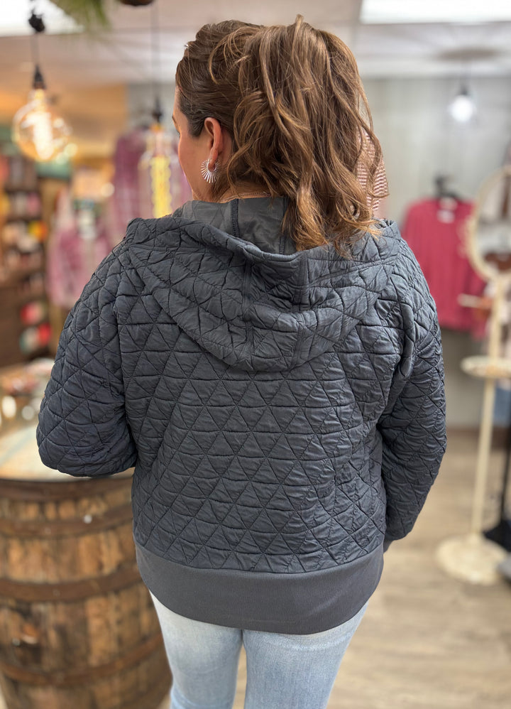 The Quinn Quilted Zip-Up Hooded Jacket-Tops-Staccato-Evergreen Boutique, Women’s Fashion Boutique in Santa Claus, Indiana