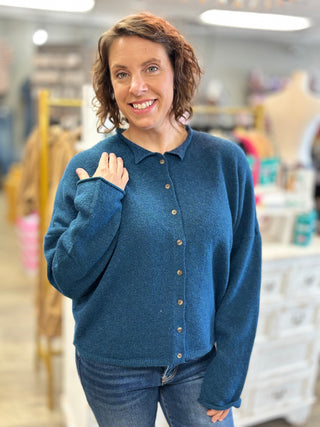 Collared Button Down Cardigan Sweater
