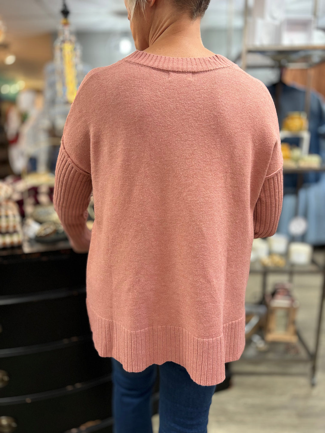 The Haven V-Neck Oversized Sweater-Sweaters-MITTOSHOP-Evergreen Boutique, Women’s Fashion Boutique in Santa Claus, Indiana