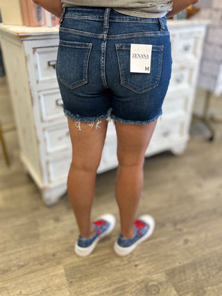 Midnight Fringe Denim Shorts
