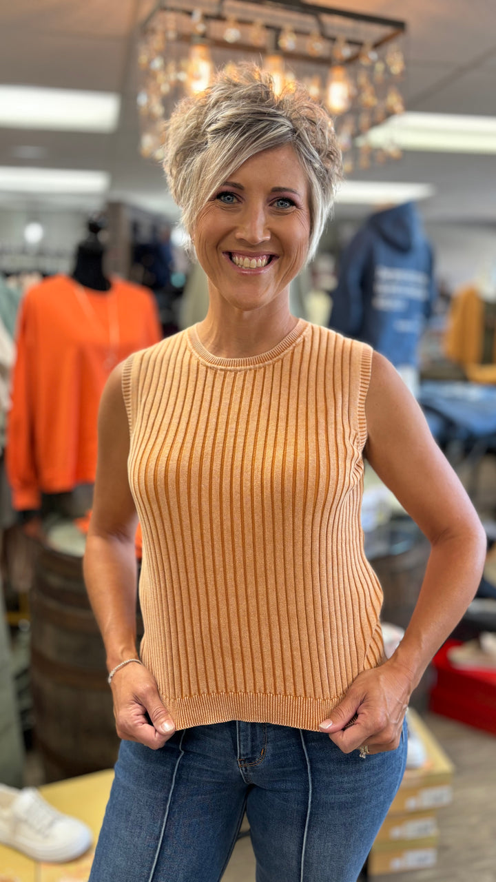 Janice Washed Rib Knit Tank Top-Tank Tops-Mittoshop-Evergreen Boutique, Women’s Fashion Boutique in Santa Claus, Indiana