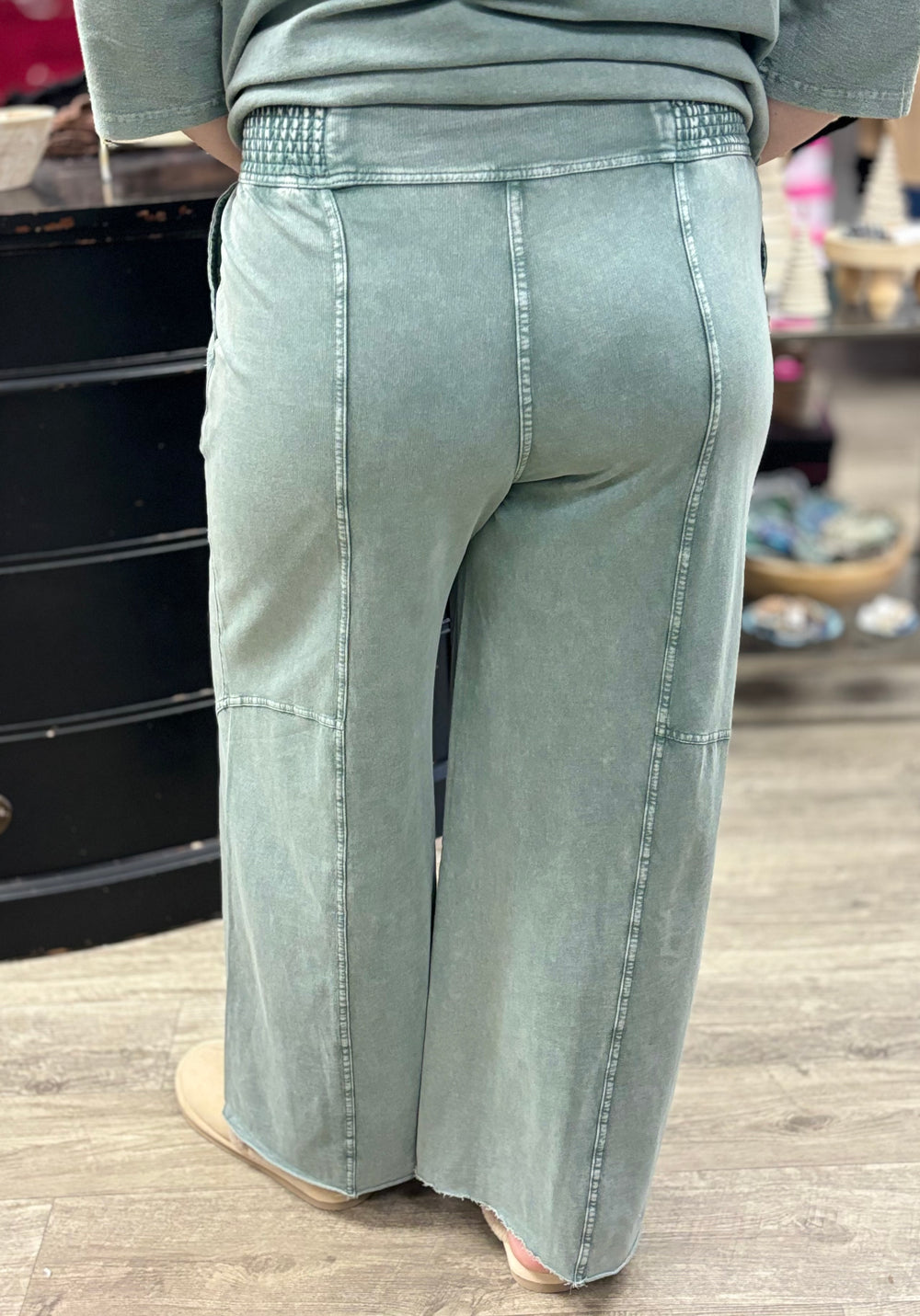 Terry Mineral Washed Pants-Pants-Easel-Evergreen Boutique, Women’s Fashion Boutique in Santa Claus, Indiana