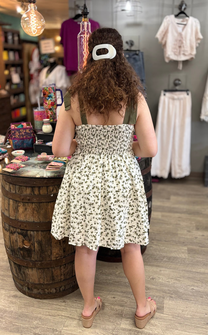 The Esme Floral Tie Dress-Dresses-Doe and Rae-Evergreen Boutique, Women’s Fashion Boutique in Santa Claus, Indiana
