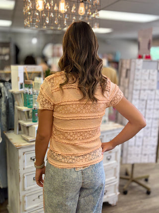 Coral Crush Lace Detail Top